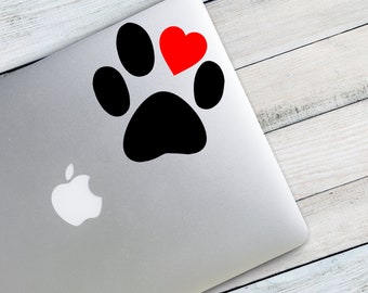 Paw Print v2 with heart toe Custom Vinyl Decal Sticker - Choose your Color and Size - dog decal - tumbler decal - laptop decal - paw decal