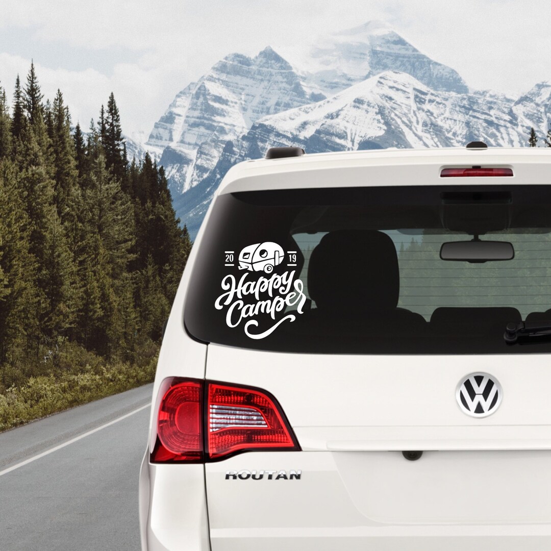 Decal - Happy Camper Custom Vinyl Decal Sticker - Choose Your Color and ...