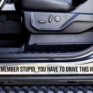 Remember Stupid You Have to Drive This Home Vinyl Decal Sticker - Choose your Color and Size - Truck Decal - Car Door Jam Decal - Car Door