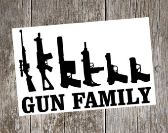 Gun Family v1 Sticker, pro gun sticker, pro gun decal, 2nd amendment decal, gift for dad, Target practice, Target Shooting