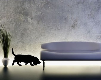 LIFESIZE Basset Hound Dog Silhouette Wall Decal - Elija su tamaño y color - Calcomanía de pared para perros - arte de pared para perros - regalos de basset hound