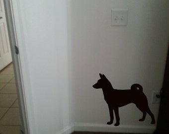 LIFESIZE Basenji Dog Silhouette Wall Decal - Choose your Size & Color - dog wall art - basenji lover gift - dog breed wall decal