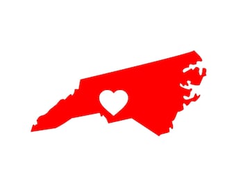 North Carolina Love Custom  Vinyl Decal Sticker - Choose your Color and Size