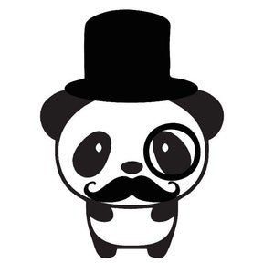 Vinyl Decal - Tophat Monocle Mustache Panda Custom Vinyl Decal Sticker - Choose your Color and Size