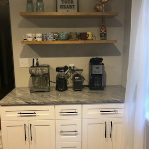 SMOOTH Floating Shelf 1.5&quot; Thick any SIZE & COLOR Floating Kitchen Shelves. Bathroom Shelves Kitchen Storage, Reclaimed Style Solid Shelves