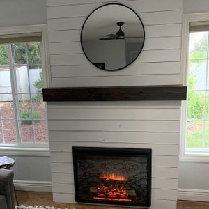 Dark Walnut Fireplace Mantel: Custom Handmade Pinewood Floating Shelf
