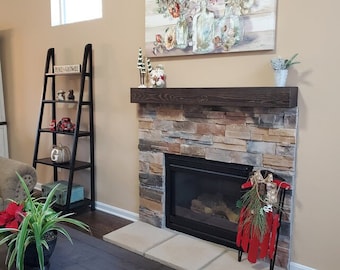 Rustic Fireplace Mantel 5.5" thick: Reclaimed Style Floating Shelf, Custom Size