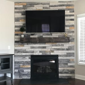 DARK WALNUT Fireplace Mantel 60Long x 5.5Tall x 7.5Deep Reclaimed Style Fireplace Mantle, TV Floating Shelves, Wooden Ledge Beam Mantle image 6