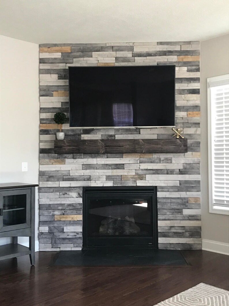 DARK WALNUT Fireplace Mantel 60Long x 5.5Tall x 7.5Deep Reclaimed Style Fireplace Mantle, TV Floating Shelves, Wooden Ledge Beam Mantle image 6