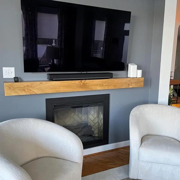 Golden Oak Fireplace Mantel Shelf 5.5" thick: Reclaimed Style SMOOTH finish Floating Mantel