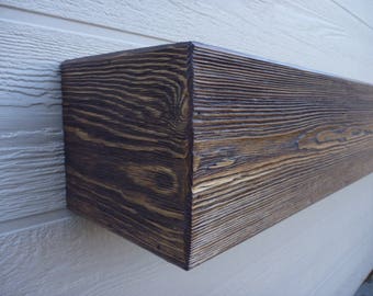 SPECIAL WALNUT Fireplace Floating Mantel 48" Long x 5.5" Tall x 5.5" Deep RUGGED Reclaimed Style Fireplace Mantle, Barn Beam Mantel Ledge