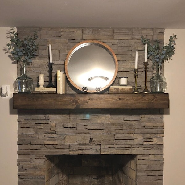 SMOOTH Fireplace Mantel any SIZE and COLOR Rustic Wood Mantel, Custom Mantel, Modern Rustic Mantel, Wood Mantel Shelf, Floating Mantel Beam