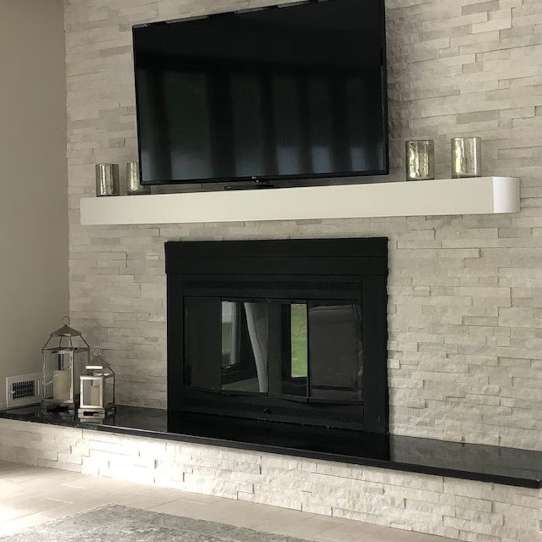 BLACK or WHITE Fireplace Mantel ANY Size Modern Floating Mantle. Tv