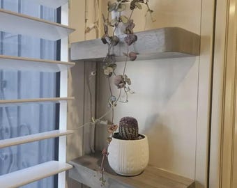 WHITE OAK Floating Shelf  1.5" thick with Rounded ONE Corner- Wooden Rounded Edge Shelves
