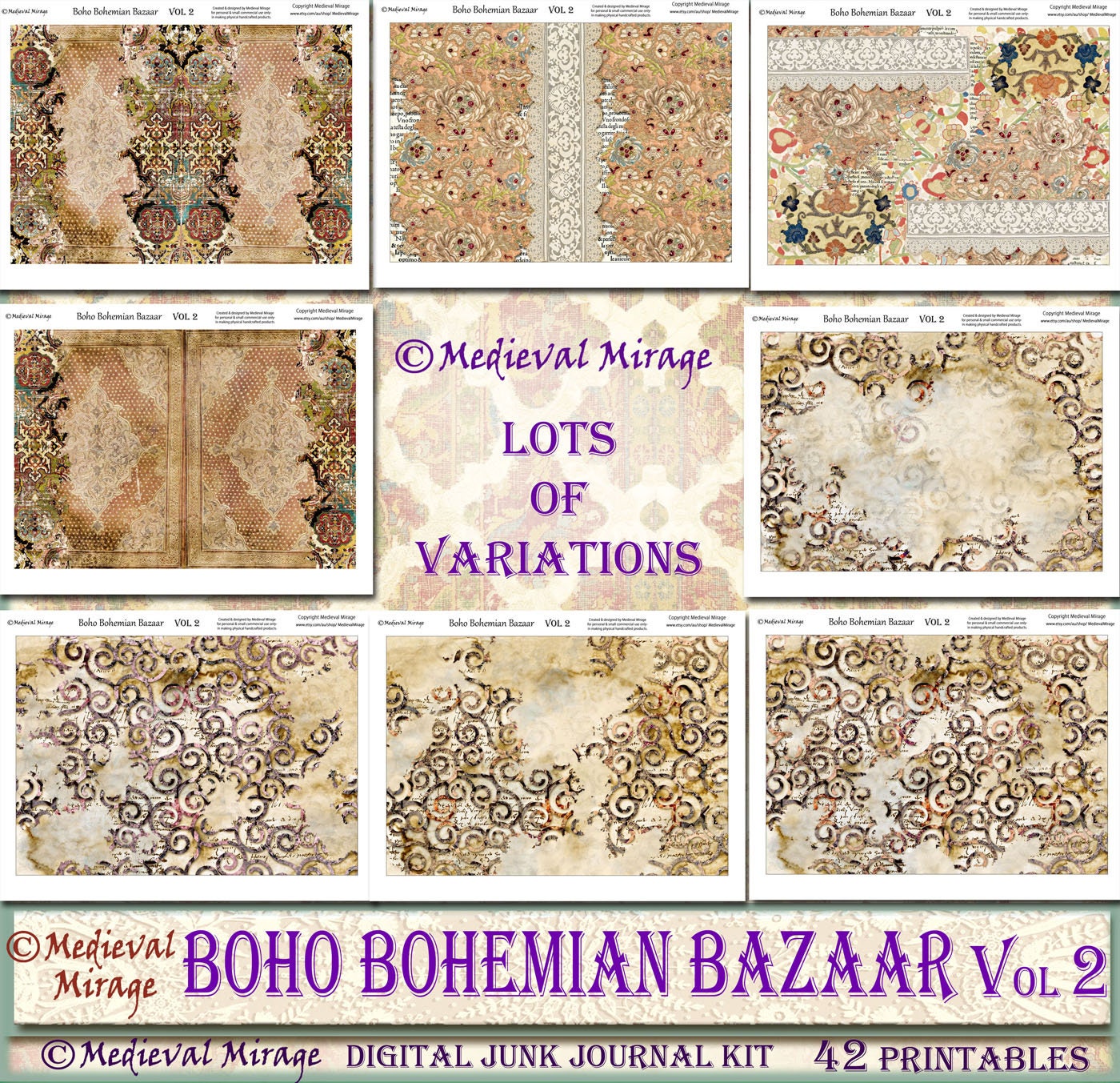 BOHO BOHEMIAN BAZAAR Vol 2 Digital Junk Journal Mega Kit. 42