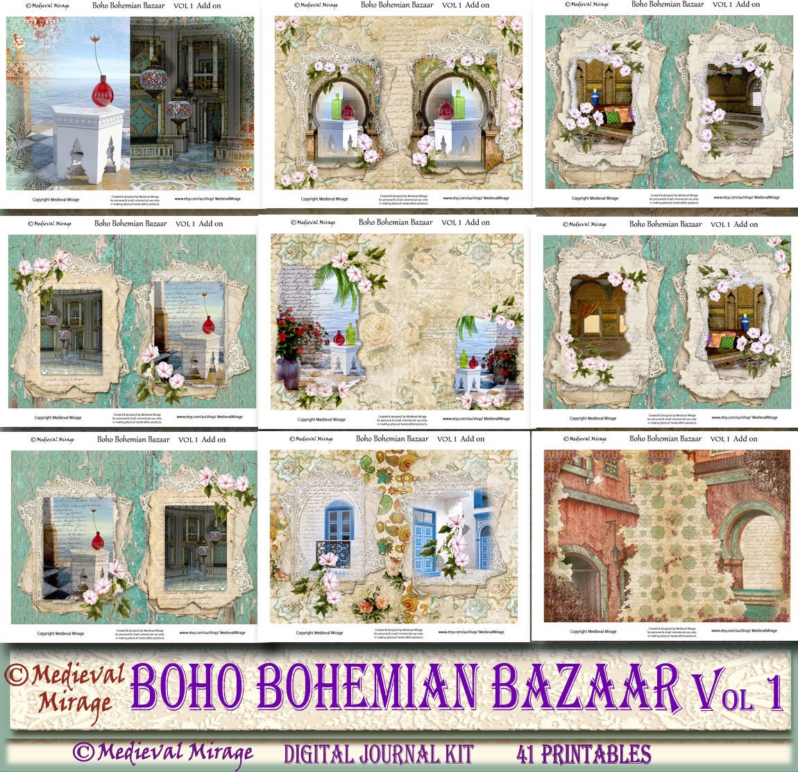 【史上最も激安】 1- Vol BAZAAR BOHEMIAN BOHO Digital 41 Kit. Journal Junk 工芸ガラス