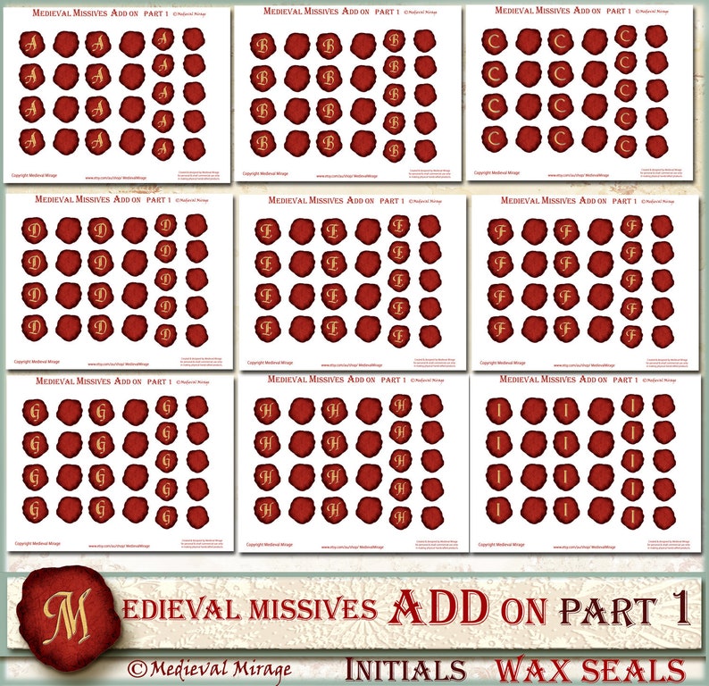 Regency ADD On Part 1 MEDIEVAL MISSIVES-Digital Journal Kit 38 printables Historical Renaissance Baroque Wedding invitations Wax Seals
