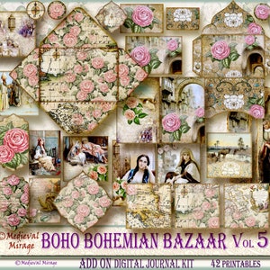 BOHO Boho BAZAAR Add On per Vol 5-Digital Junk Journal Kit. 42 Stampabili. Pianificatore settimanale, non datato 5x7 / B6. Bizantino, marocchino, zingaro.