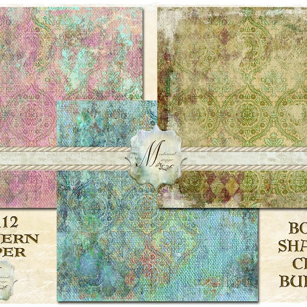Boho Shabby Chic Burlap 12x12 instant digital pattern paper, grunge, distressed, rustic, beachy, natural, harlequin, wallpaper, vintage