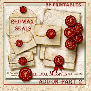 ADD auf Teil 2 MEDIEVAL MISSIVES-Digital Journal Kit. Wachs Dichtungen. 32 druckbare. Historische Renaissance, Regency, Barock, Hochzeitseinladungen