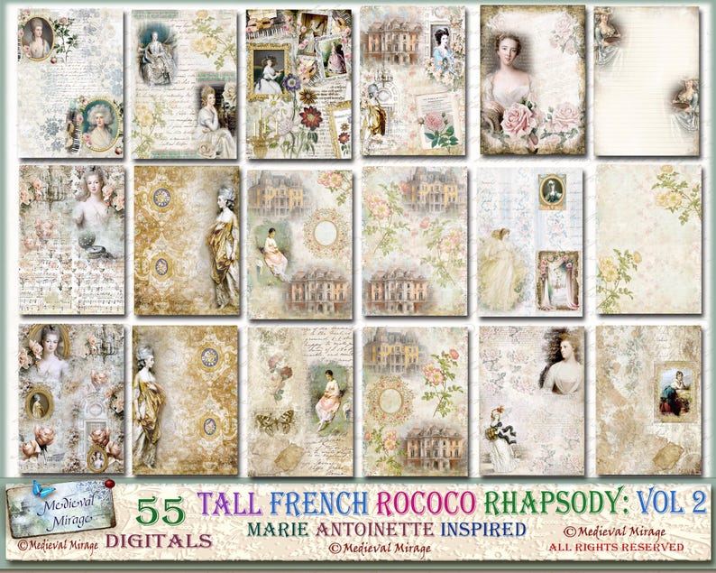 French Rococo Rhapsody Tall. Vol 2. Document Style Junk Journal Kit ...