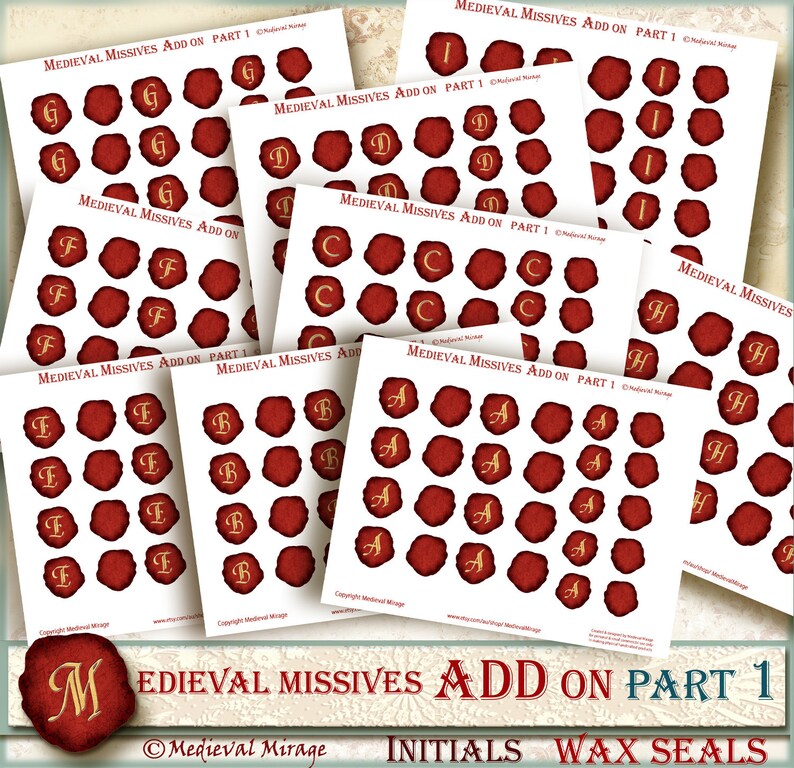 Regency ADD On Part 1 MEDIEVAL MISSIVES-Digital Journal Kit 38 printables Historical Renaissance Baroque Wedding invitations Wax Seals