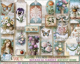 Fresco Fragments Digital Ephemera: Botanical Garden Journal Kit (66 Digitals)