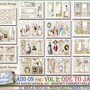 ADD ON for Vol 2: Ode to Jane Austen. Regency Essence Collection. 51 printables with loads of digital printable elements. Journal Kit. image 4