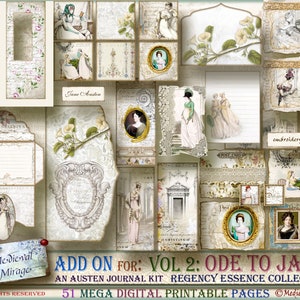 ADD ON pour Vol 2: Ode à Jane (Austen). Collection Regency Essence. 51 imprimables avec des charges d’éléments imprimables numériques. Kit de journal.
