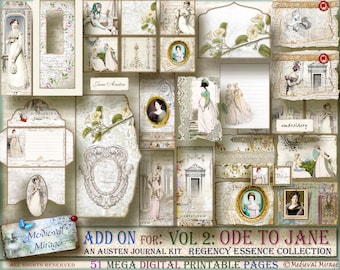 ADD ON for Vol 2: Ode to Jane (Austen). Regency Essence Collection. 51 printables with loads of digital printable elements. Journal Kit.