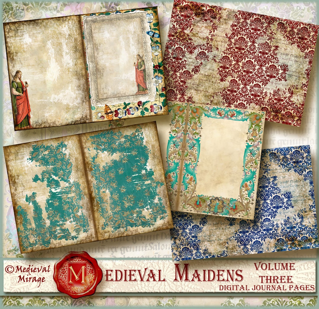 MEDIEVAL MAIDENS VOL 3 Digital Junk Journal Kit. Writing Pages ...