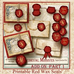 ADD On Part 1 MEDIEVAL MISSIVES-Digital Journal Kit. Wachssiegel. 38 Druckables. Historische Renaissance, Regency, Barock, Hochzeitseinladungen