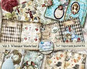 Whimsical Wonderland Vol 3. Digital Junk Journal Kit. Printable. Alice in Wonderland. 30 pages. 5x7 Journal size. DIY journal, scrapbook.