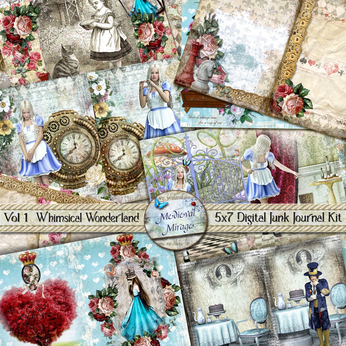 Whimsical Wonderland Vol 1. Mega Digital Junk Journal Kit