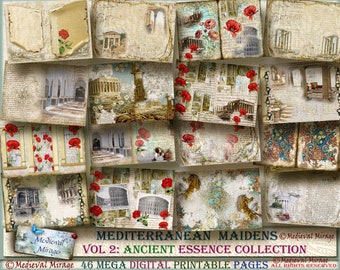 Vol 2: MEDITERRANEAN MAIDENS. Ancient Essence Collection. Classical Greece & Rome. World empires. Scrolls, Colosseum, Parthenon
