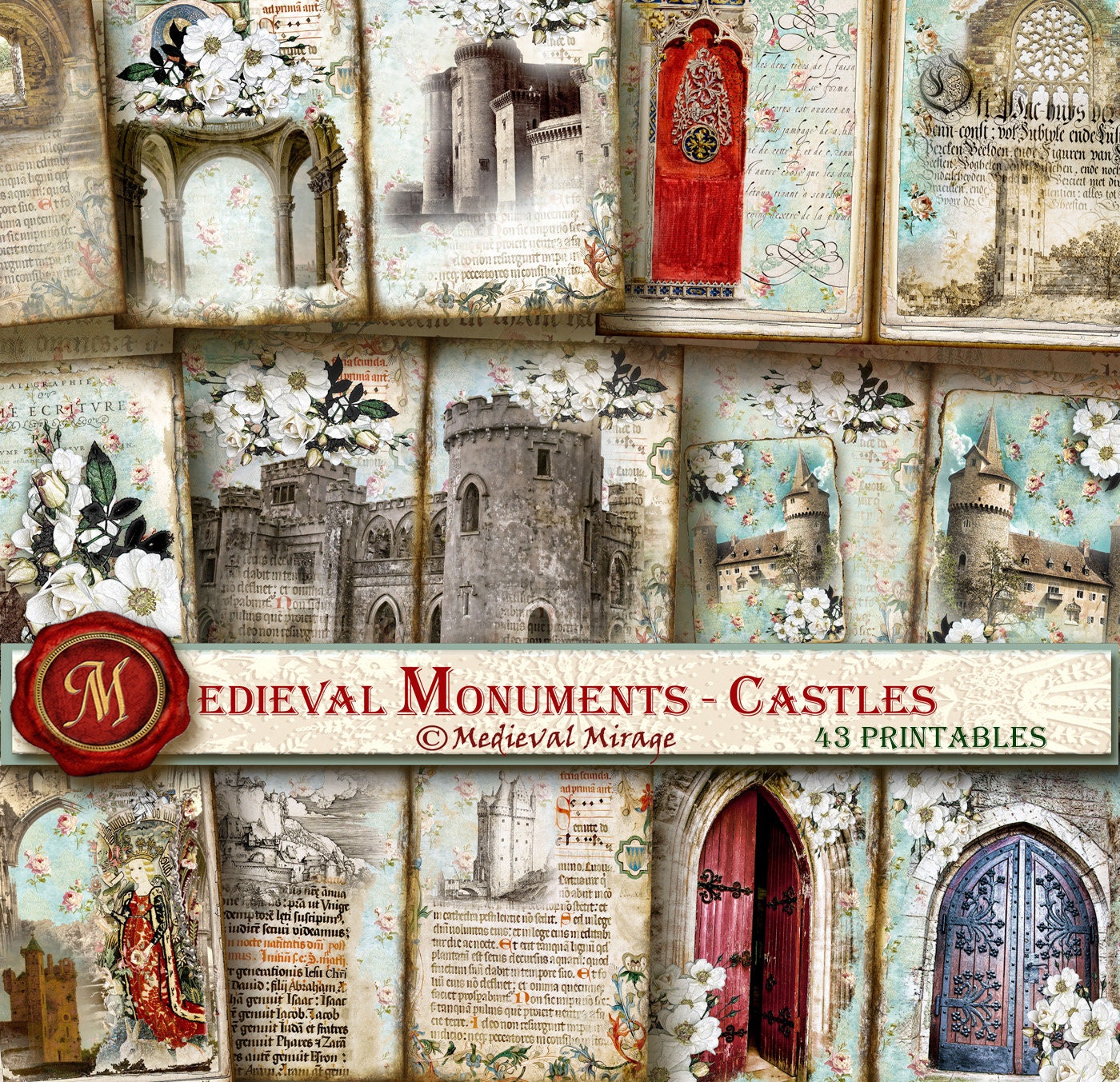 MEDIEVAL Monuments-castles. Digital Junk Journal Kit. 43 Printables ...