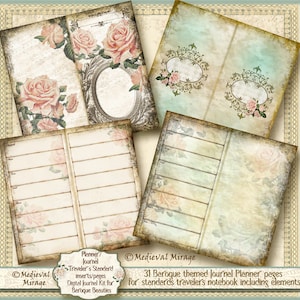 Baroque themed Standard Traveler&#39;s size Planner/Journal Pages/inserts/refill and vintage ephemera elements for Baroque Beauties Vol 1, 2 & 3