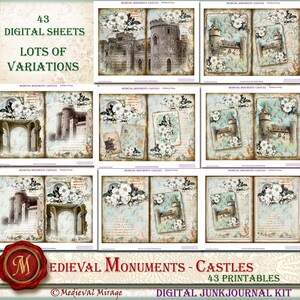 MEDIEVAL Monuments-castles. Digital Junk Journal Kit. 43 Printables ...