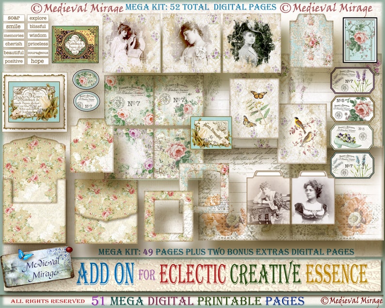49 Pages Mega Digital Kit: Add on For- Eclectic Creative Essence ...