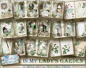 MY LADY'S GARDEN: Digital Journal Kit. Romantically Regal, Nostalgic, Old World, Victorian, Regency inspired. 47 Digital printable pages.