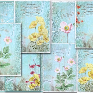 Vintage Garten. 8 digitale Bilder. Größe 143mmx205mm passt in a5. Für digitales Scrapbooking, Ephemera, Karten, Journaling, Postkarten etc.