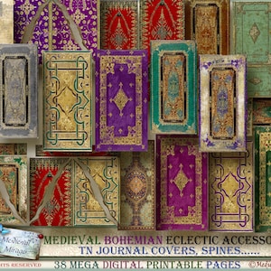Vol 1-MEDIEVAL & Boho Eclectic Accessories: TN Journal Covers and Elements. 38 pagina's plus één bonuspagina. Digitale printbare kit. Antiek