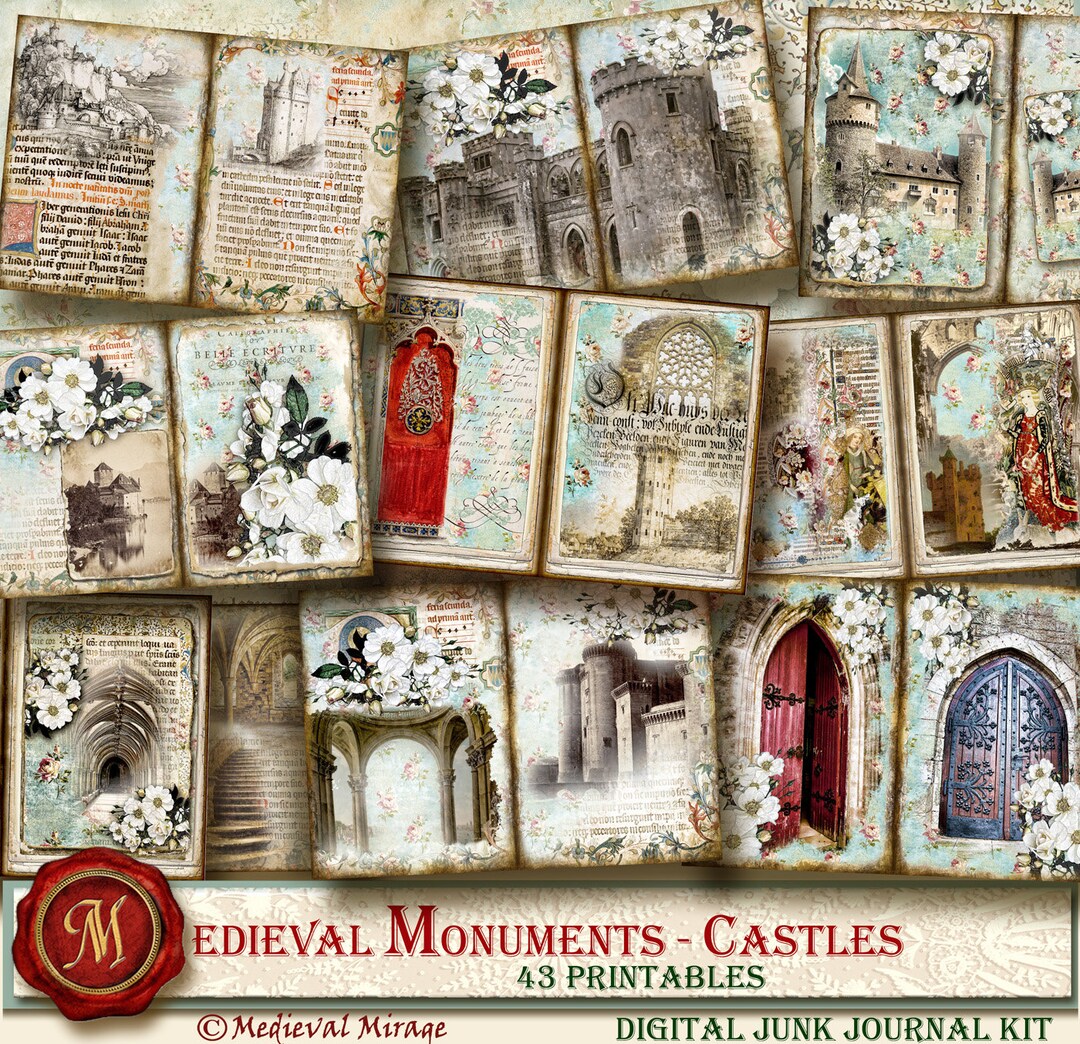 MEDIEVAL Monuments-castles. Digital Junk Journal Kit. 43 Printables ...