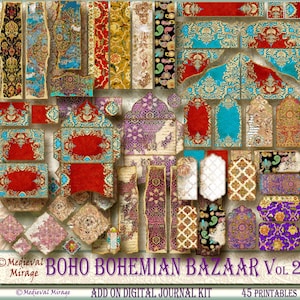BOHO Boho BAZAAR Vol 2- Add On Digital Journal Kit. 45 Stampabili. Bizantino, marocchino tappeti persiani essenza etnica ispirata. Arazzo