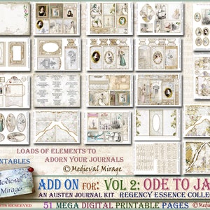 ADD ON for Vol 2: Ode to Jane Austen. Regency Essence Collection. 51 printables with loads of digital printable elements. Journal Kit. image 3