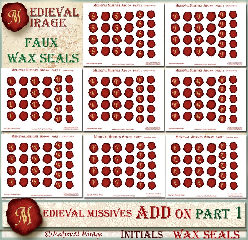 Regency ADD On Part 1 MEDIEVAL MISSIVES-Digital Journal Kit 38 printables Historical Renaissance Baroque Wedding invitations Wax Seals