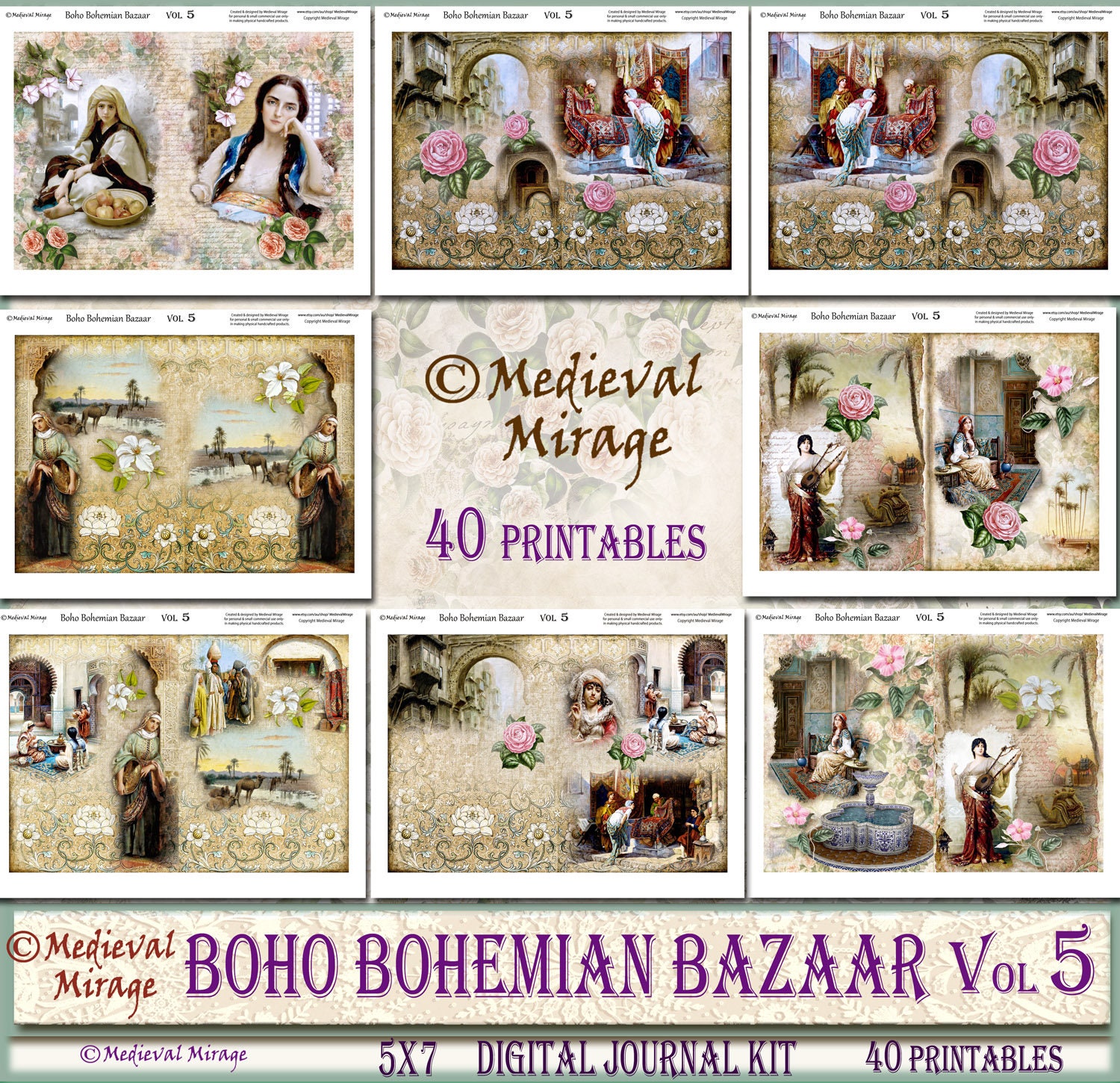 BOHO BOHEMIAN BAZAAR Vol 5-digital Junk Journal Kit. 40
