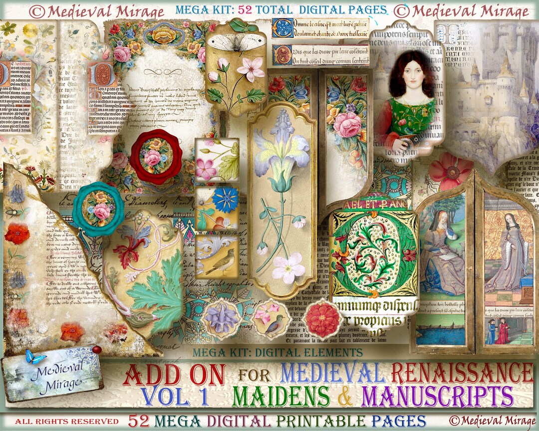 Vol 1 ADD ON For: Medieval Renaissance Maidens &amp; Manuscripts. 52 ...