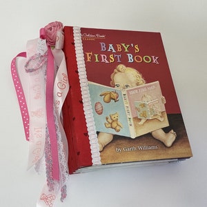 Junk Journal Little Golden Book Baby Girl - Altered Book - Vintage Book Junk Journal - Storybook Scrapbook - Baby Shower - Mother to Be Gift