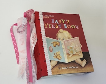 Vintage Little Golden Book Baby Memory Journal, Nursery Keepsake Scrapbook